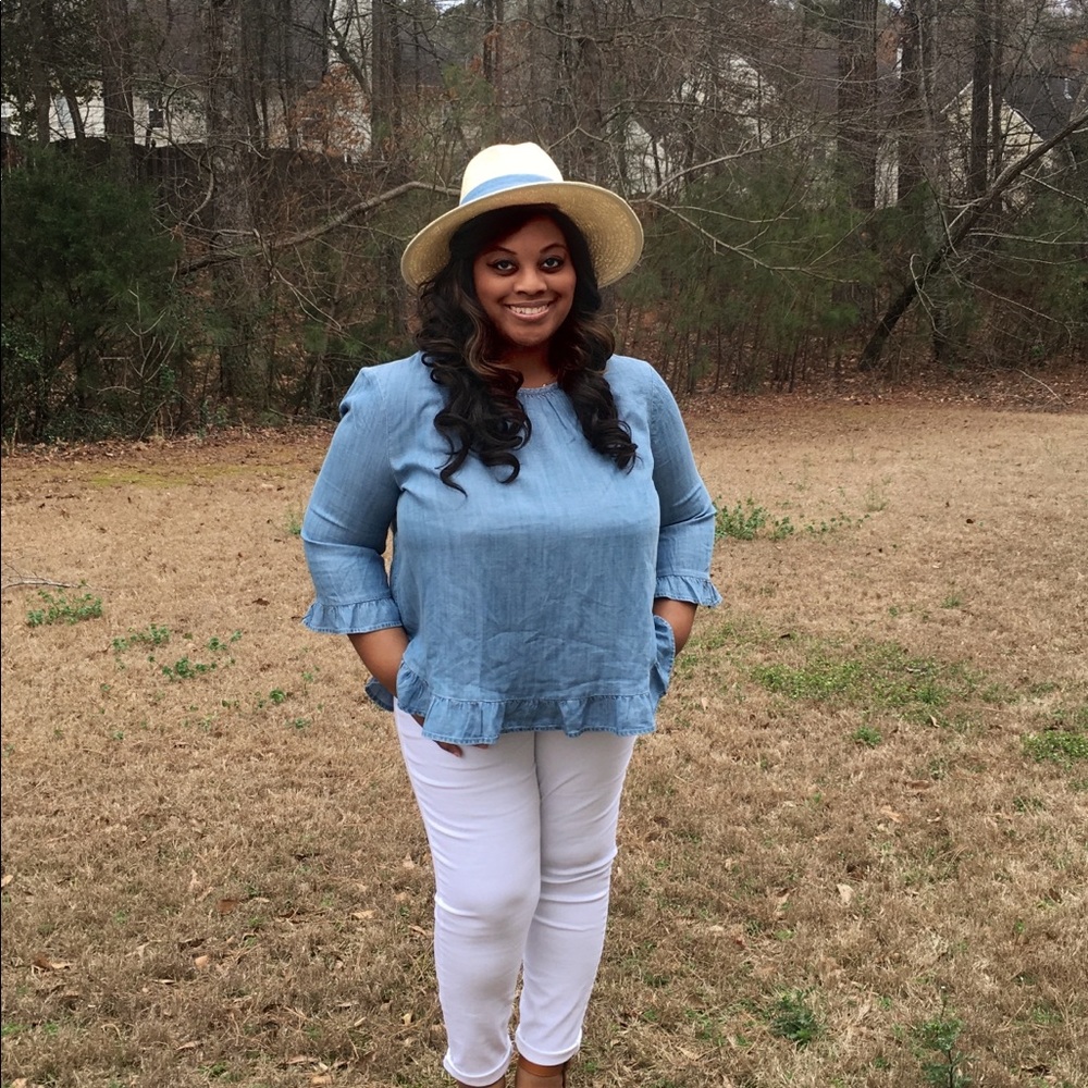 Gap Chambray Ruffle Hem Top